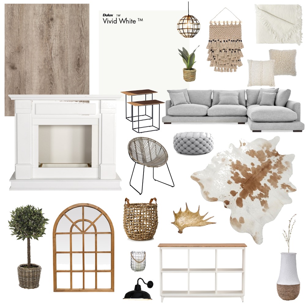 Modern Farmhouse Living Room Interior Design Mood Board by lexibrulotte Style Sourcebook