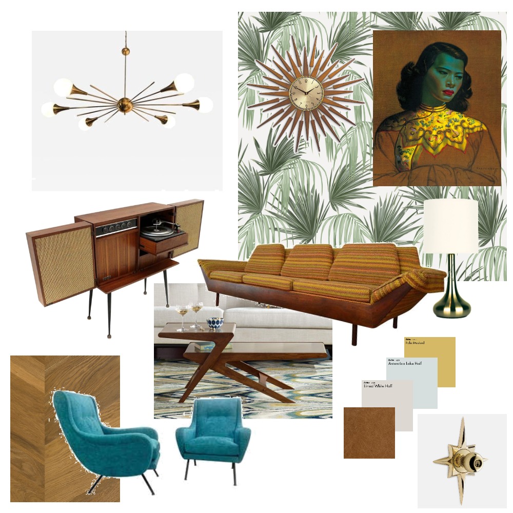 Mid Century Modern Interior Design Mood Board by Tiger Stripe Studio