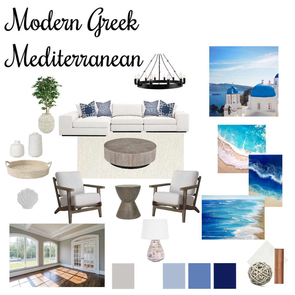 modern greek mediterranean Interior Design Mood Board by Ayusha Style