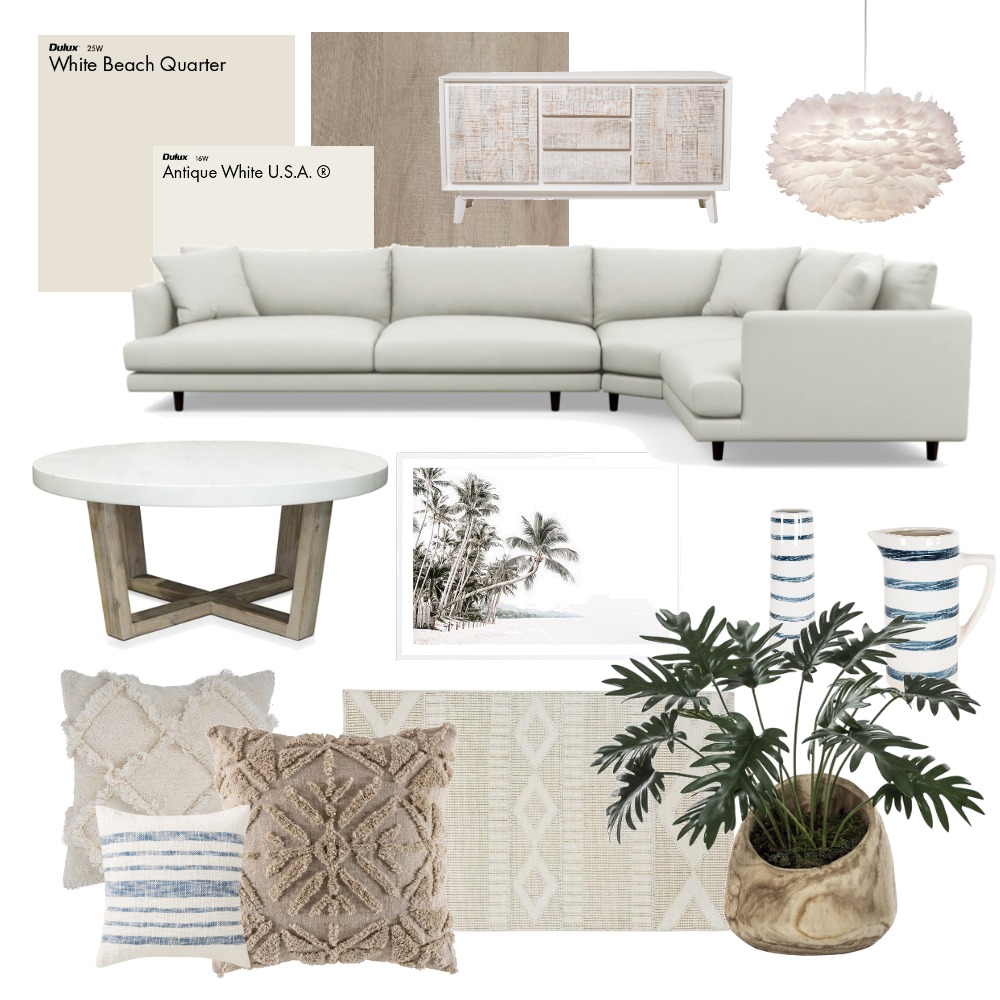 Coastal Living Room Interior Design Mood Board by AlannahHolle Style