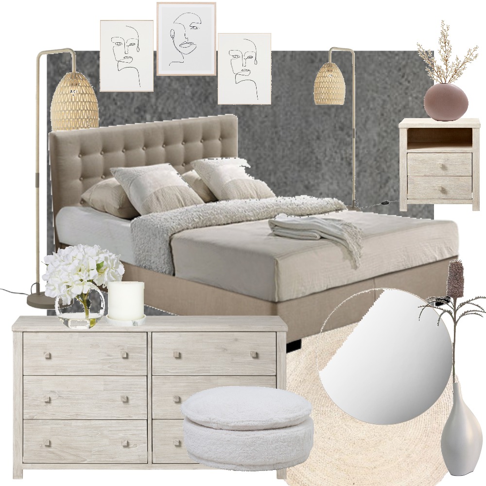 Chic Minimalist Bedroom Interior Design Mood Board by Essirisse Style