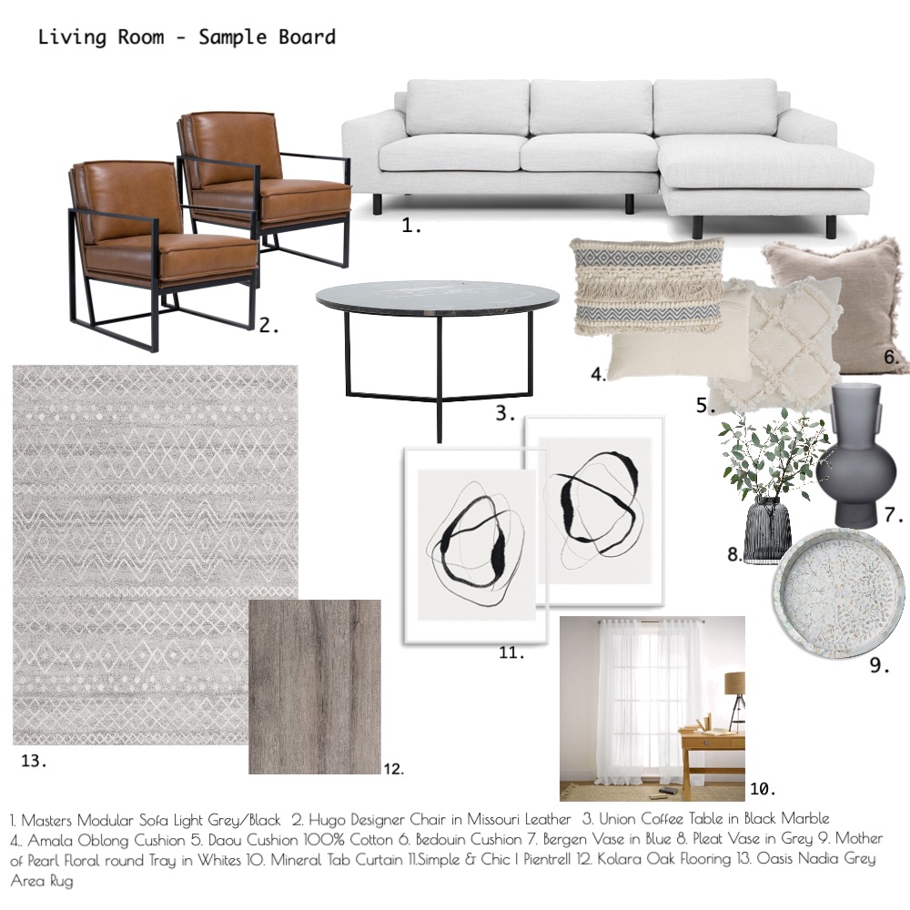 Living Room Sample Board Interior Design Mood Board by LABlock