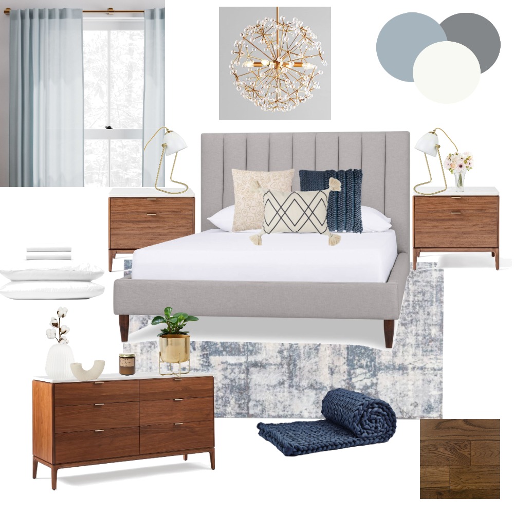 Midcentury modern guest room Interior Design Mood Board by Petra