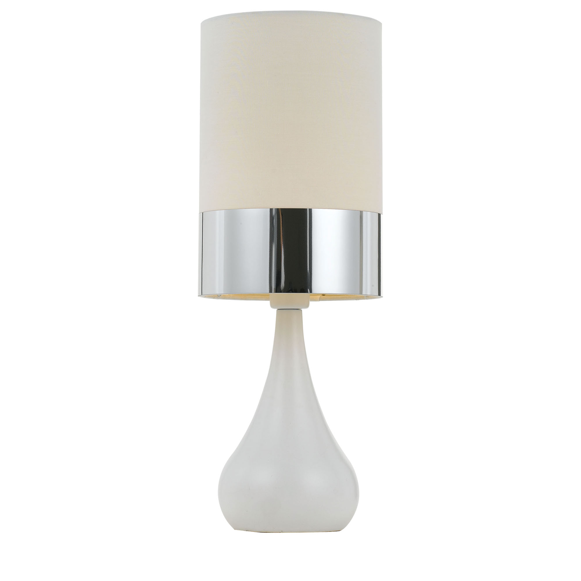 Telbix Akira Teardrop Vase Table Lamp With Fabric Shade White and