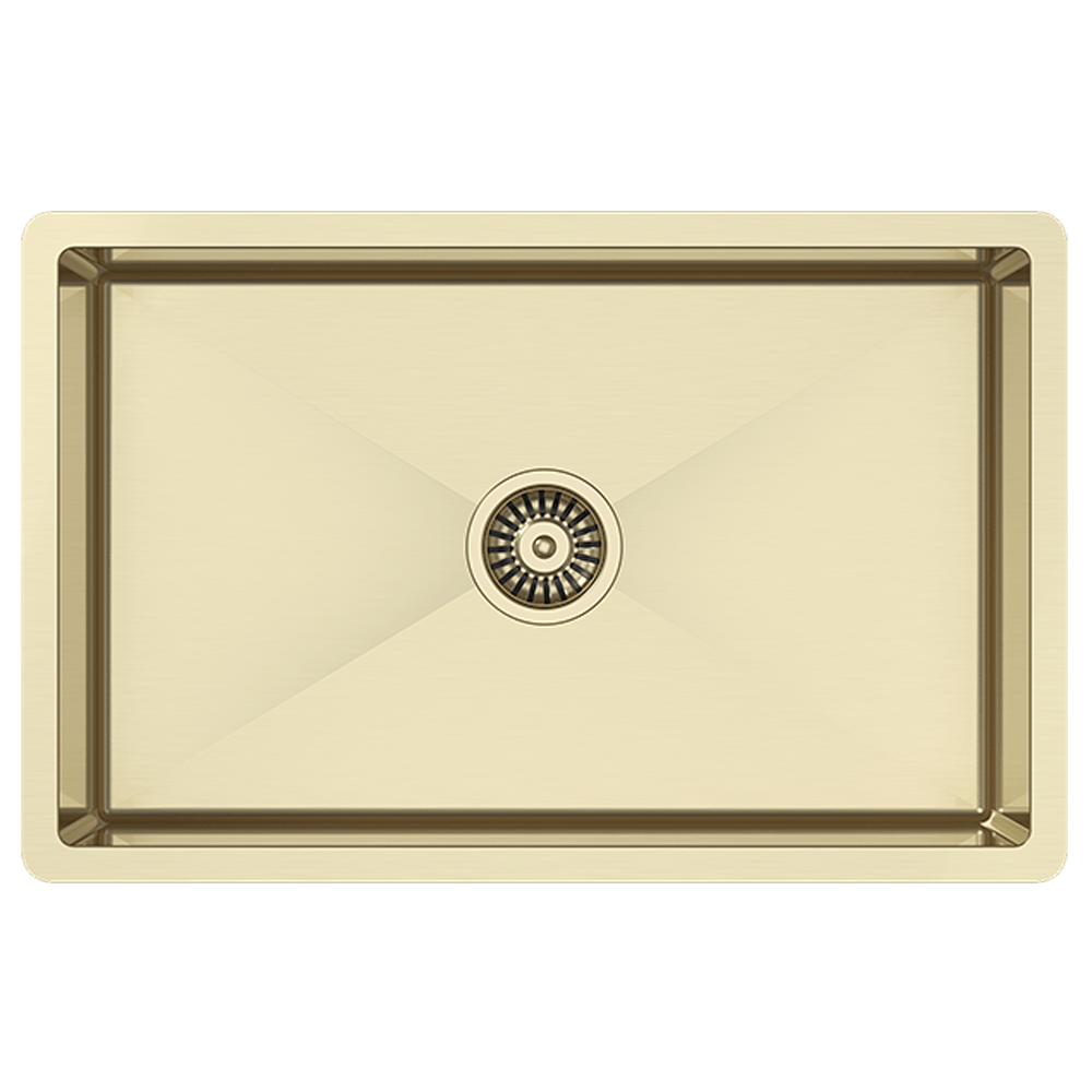 Buildmat Brushed Brass Gold Avisa 700x450 Large Single Bowl Sink by