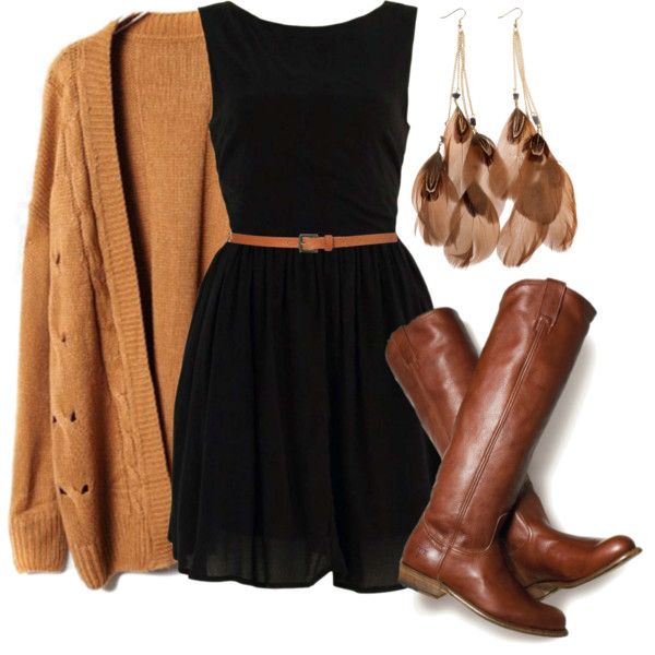 Trendy Winter Outfit with Black Dress Styles Weekly