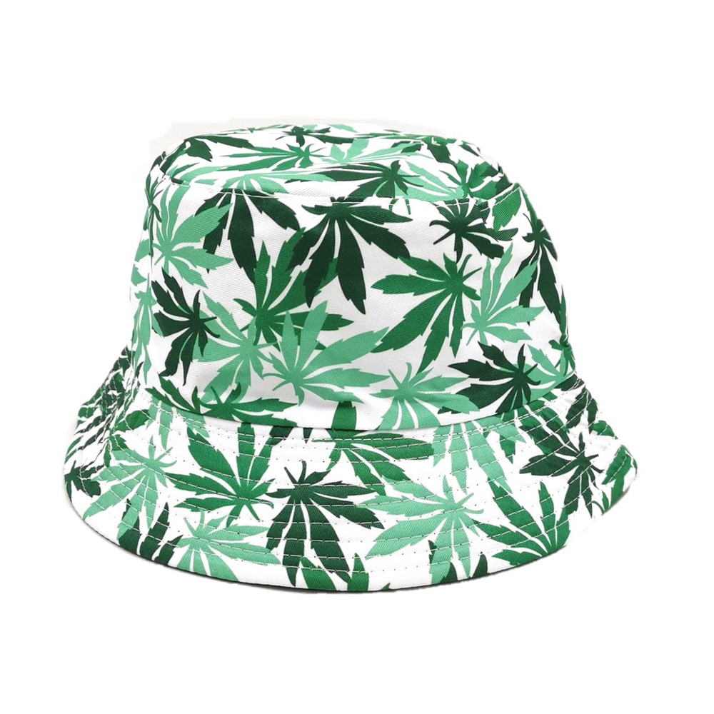 Shop White Bucket Hat With Leaves