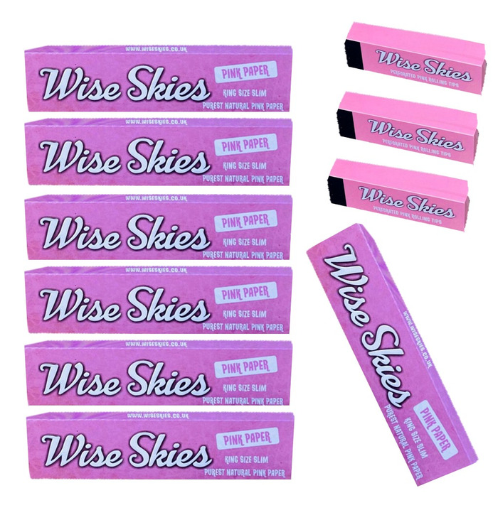 Wise Skies Pink Rolling Papers & Pink Tips Rolling Set.
