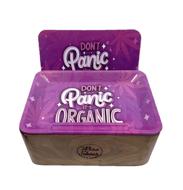 Dont Panic Walnut Tray Rolling Box Set Wise Skies.