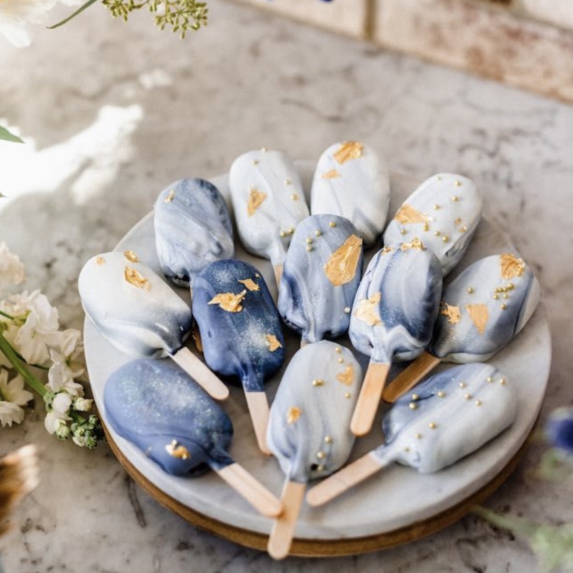 Blue & Gold Cakesicles Style Your Cake