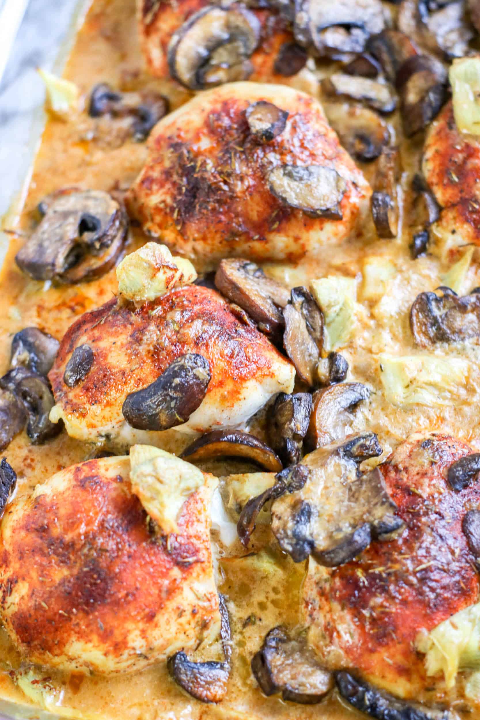 Mushroom Artichoke Chicken Savory Baked Low Carb Recipe