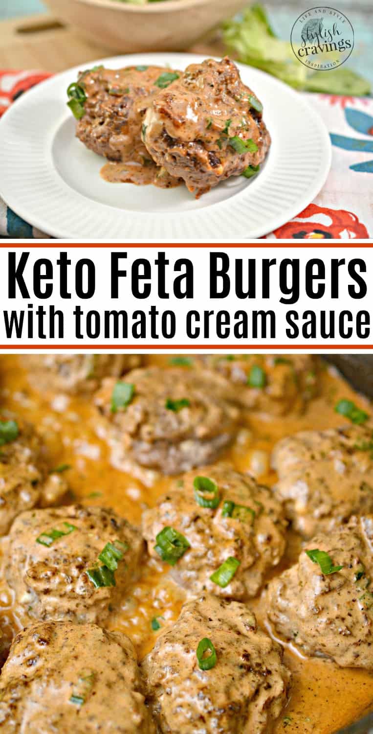 Keto Feta Burgers With Tomato Cream Sauce Easy weeknight dinner!
