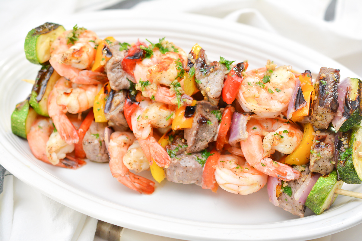 Keto Steak and Shrimp Kabobs Grilled Surf & Turf Recipe