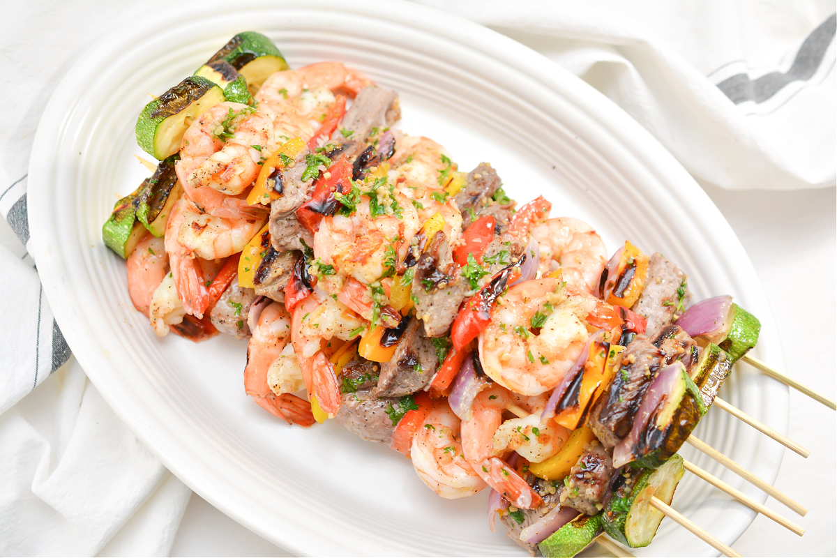Keto Steak and Shrimp Kabobs Grilled Surf & Turf Recipe