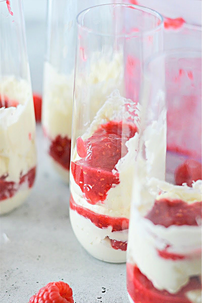 Keto Cheesecake Fluff With Raspberry Sauce Easy No Bake Recipe