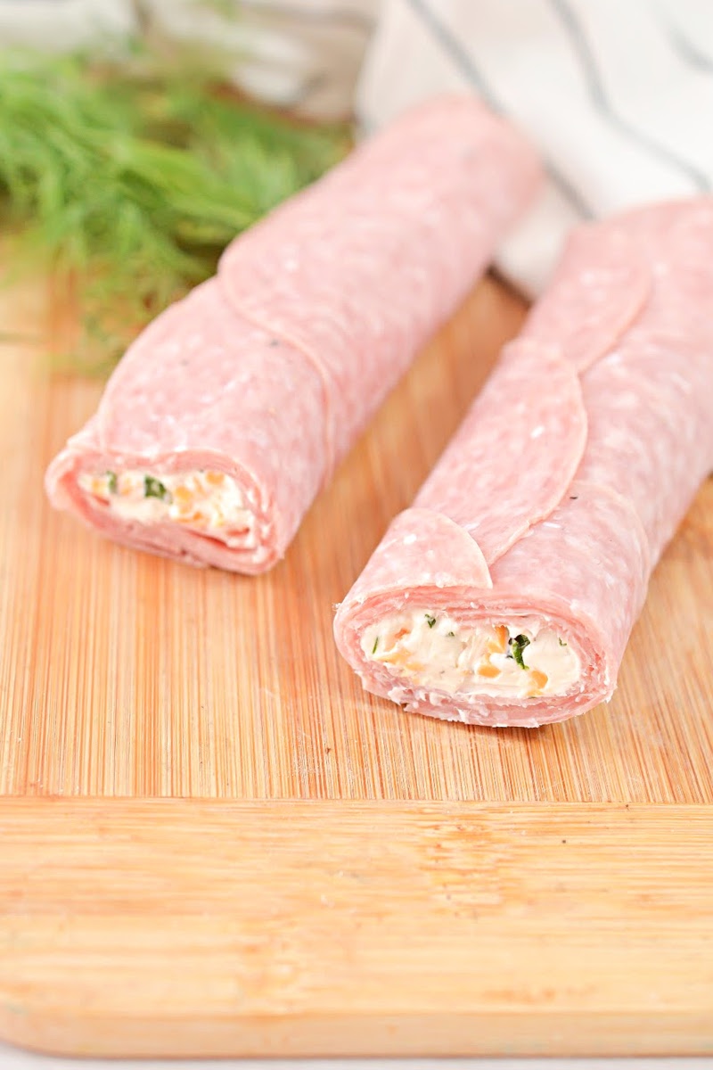 Keto Salami Cream Cheese Roll Ups Easy Appetizer or Snack