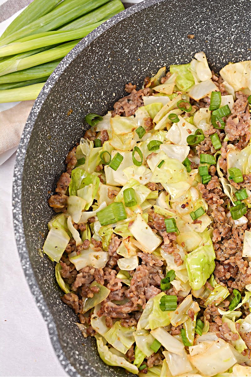 Keto Butter Fried Cabbage With Ground Sausage Easy Skillet Recipe