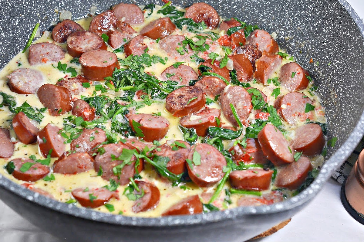 Creamy Keto Tuscan Sausage Skillet Easy Keto Dinner Idea