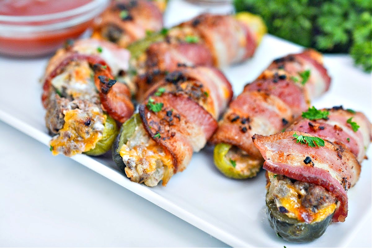 Keto BaconWrapped Cheeseburger Pickle Poppers