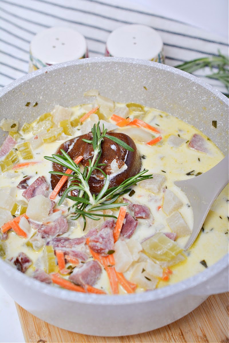 Creamy Keto Ham Bone and Veggie Soup