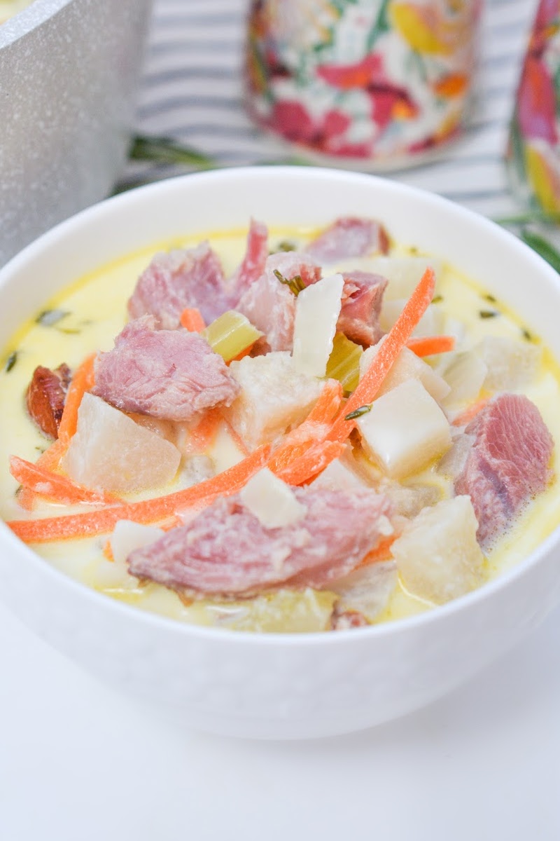 Creamy Keto Ham Bone and Veggie Soup