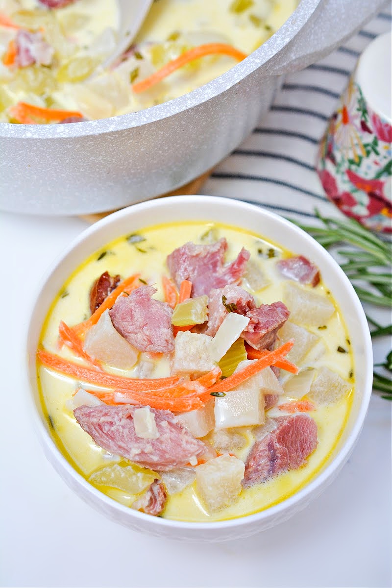 Creamy Keto Ham Bone and Veggie Soup