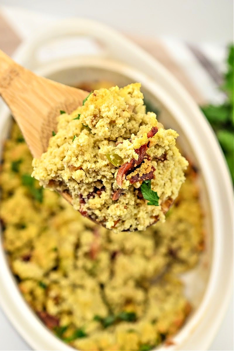 Keto Cornbread and Bacon Stuffing Easy Savory Recipe