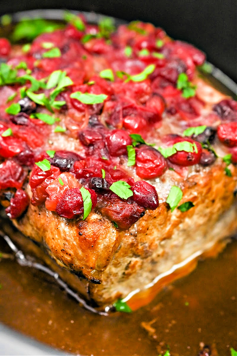 Keto Crockpot Cranberry Pork Loin Roast