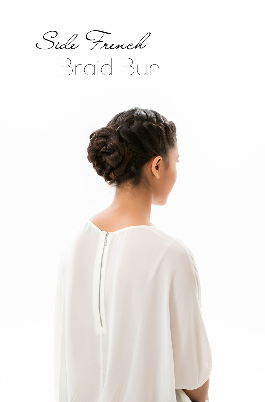 Side French Braid Bun Hair Tutorial