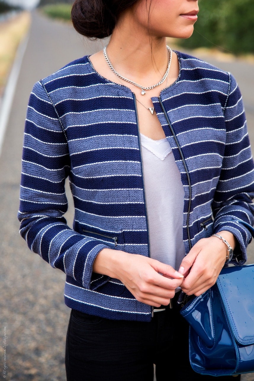 Collarless Tweed Blazer From "Stuffy" to Stylish