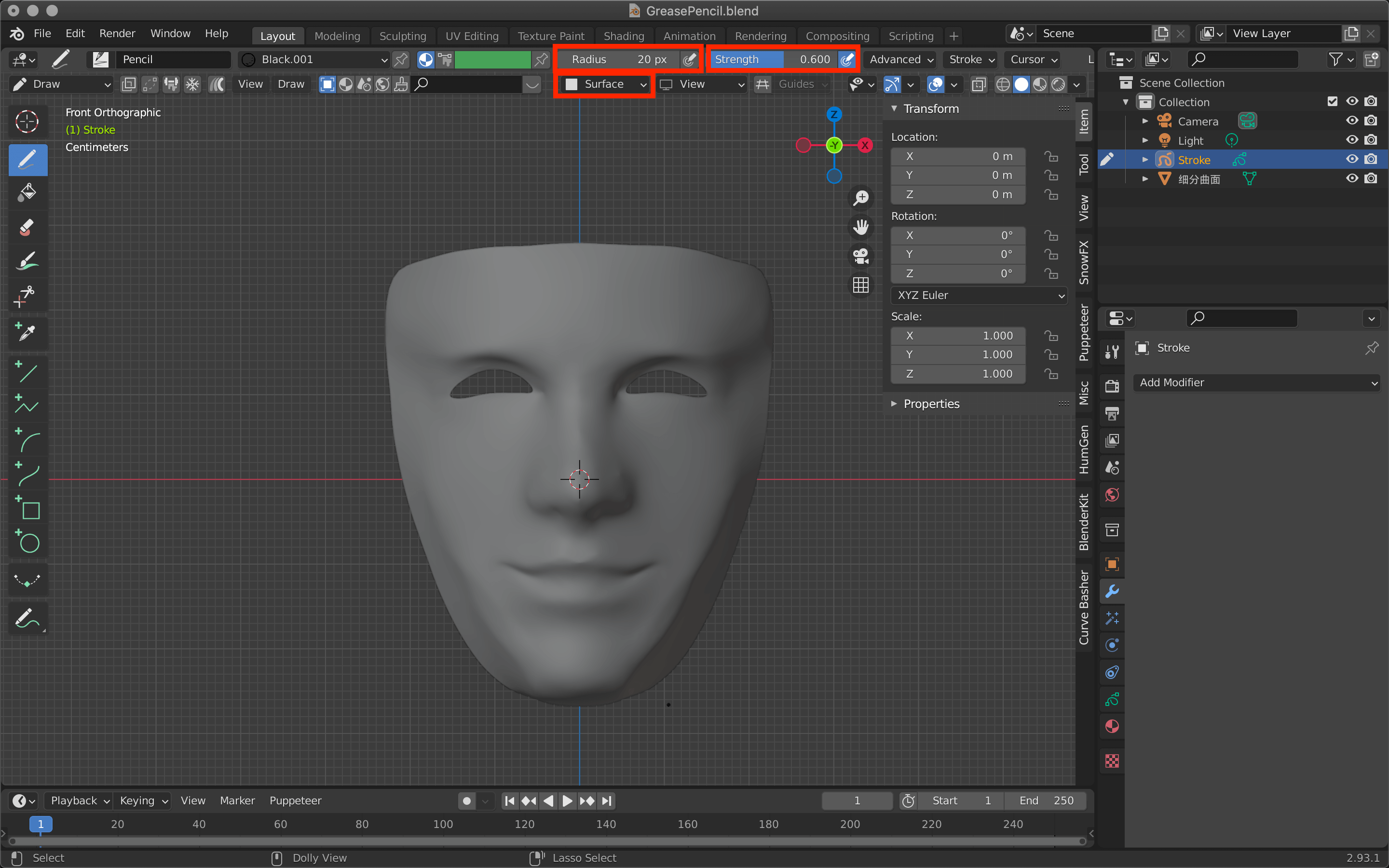 How to convert a line drawn with a grease pencil into a 3D model. STYLY