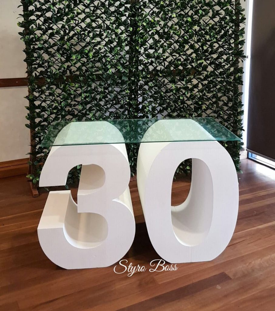 Milestone Number Table Hire Styro Boss Sydney Foam Props