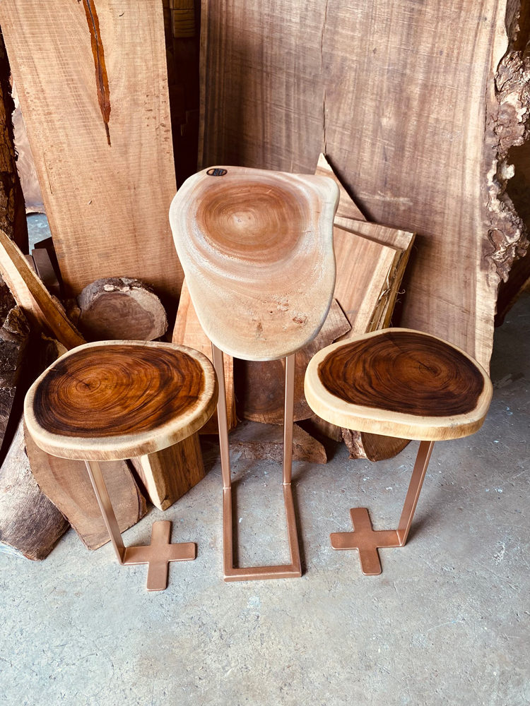 Wooden Side Tables Handcrafted Suar Wood Side Tables in Singapore