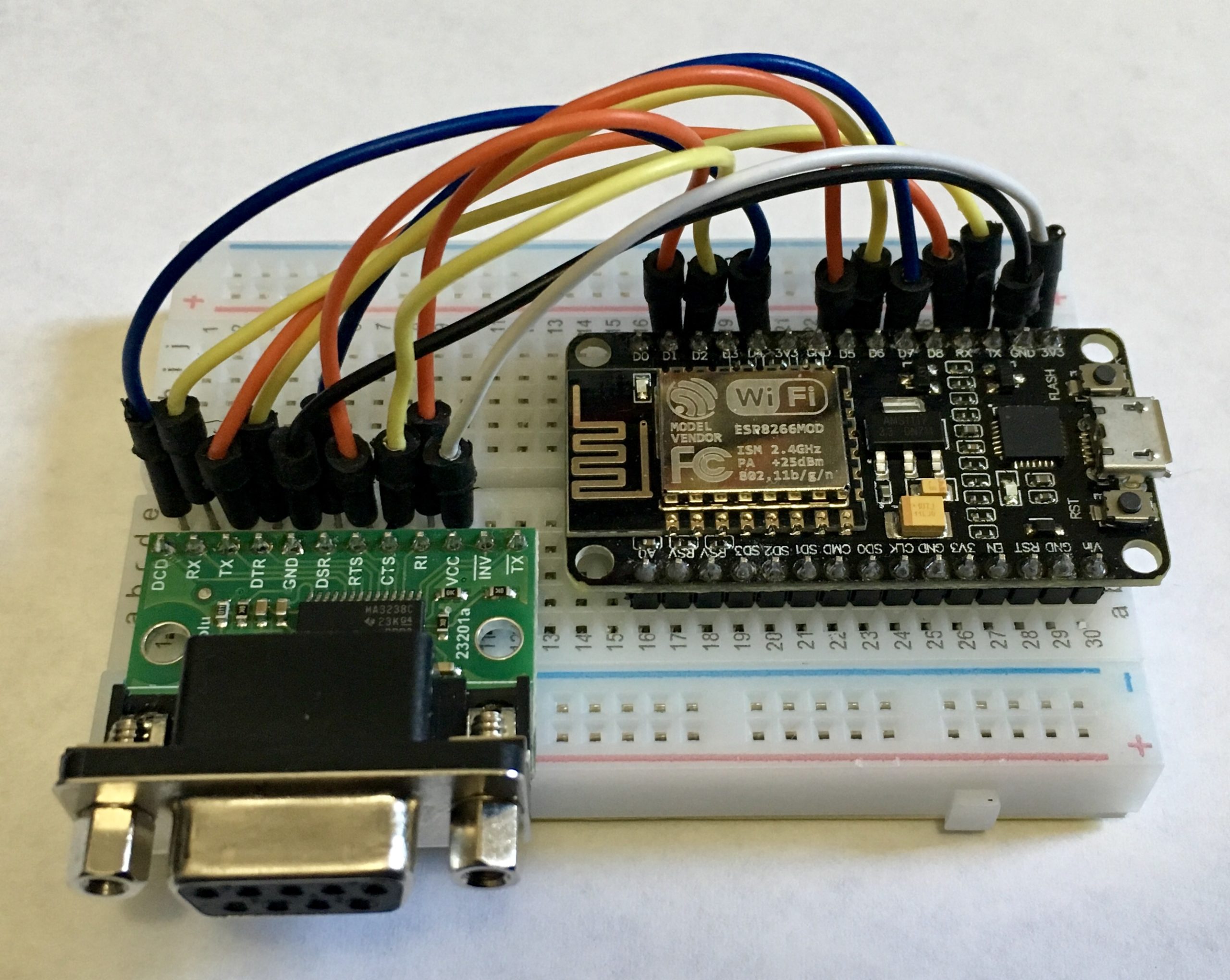 Wire up your own RS232 WiFi modem for under 10 using ESP8266 and