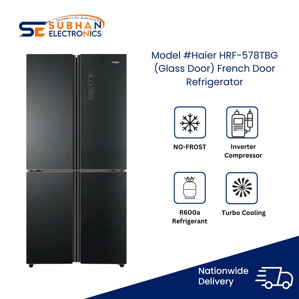 Haier HRF578TBG (Glass Door) French Door Refrigerator Subhan Electronics
