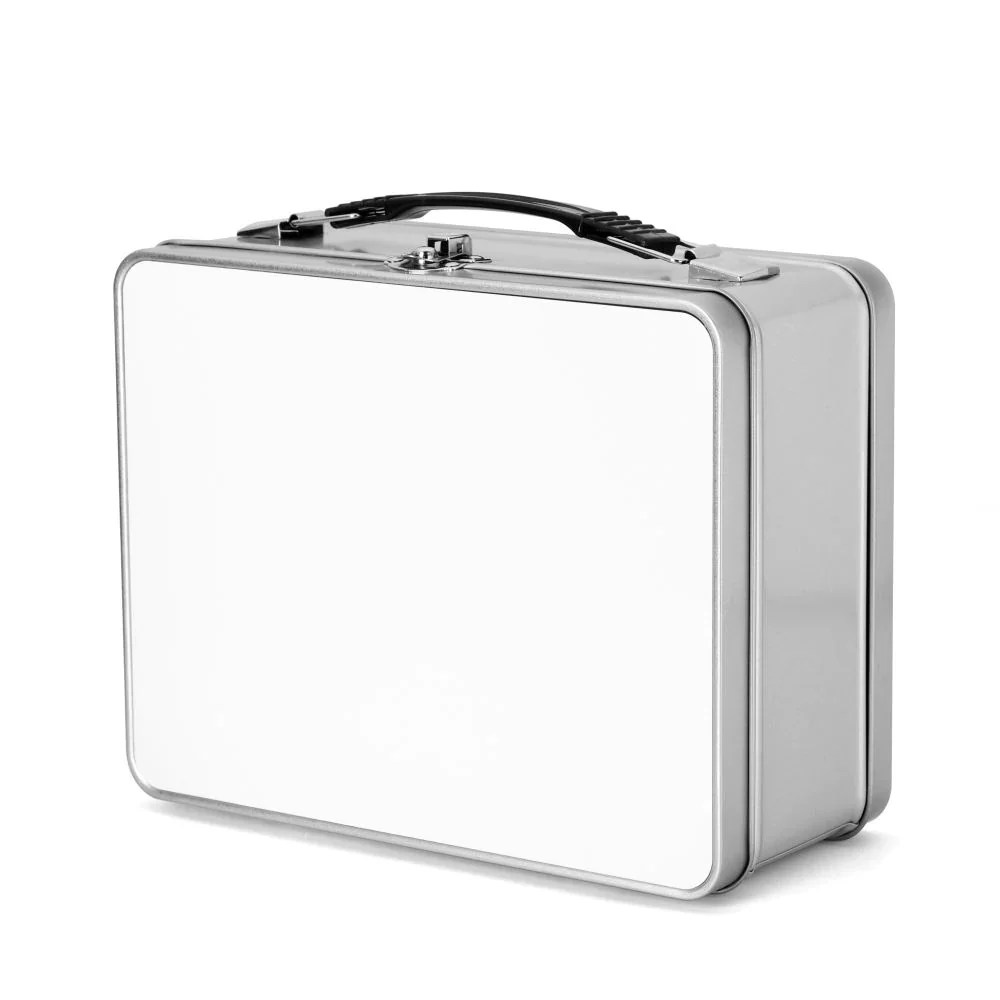 Personalised Sublimation Metal Lunch Box Silver Customisable Lunch