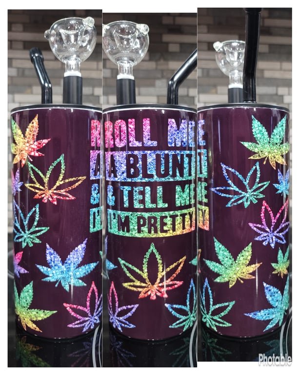 22 oz Straight Fatty White Sublimation “Cold Smoke” Hookah Tumbler