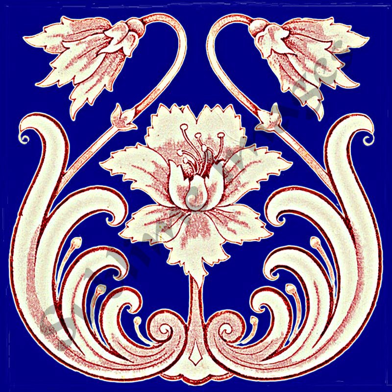 AN019 Art Nouveau Backsplash Tiles Reproduction Ceramic or Glass