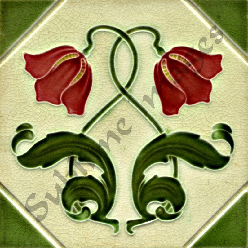 AN021 Art Nouveau Tiles Reproduction Ceramic or Glass Tiles