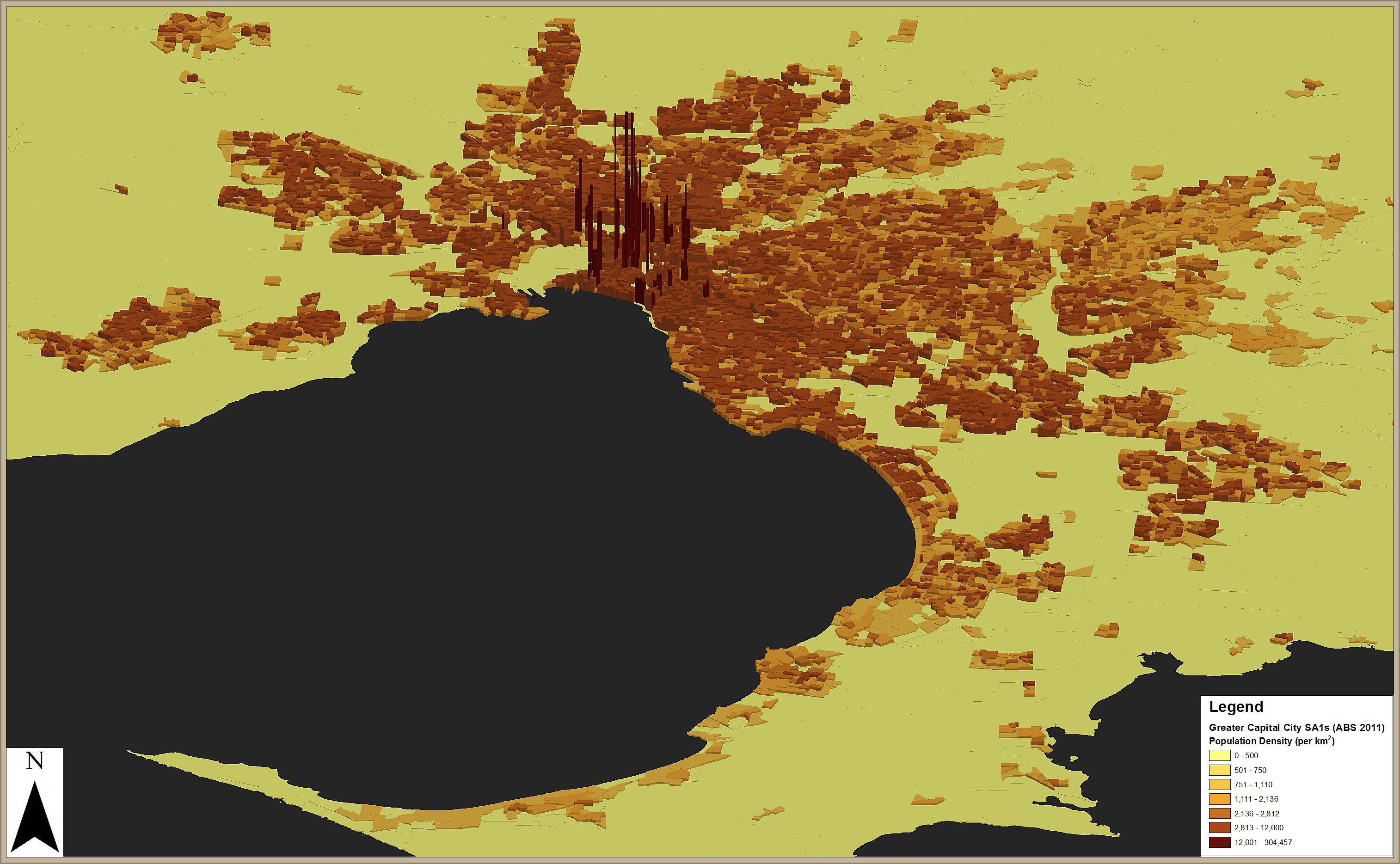 3D Population Density Map of Melbourne