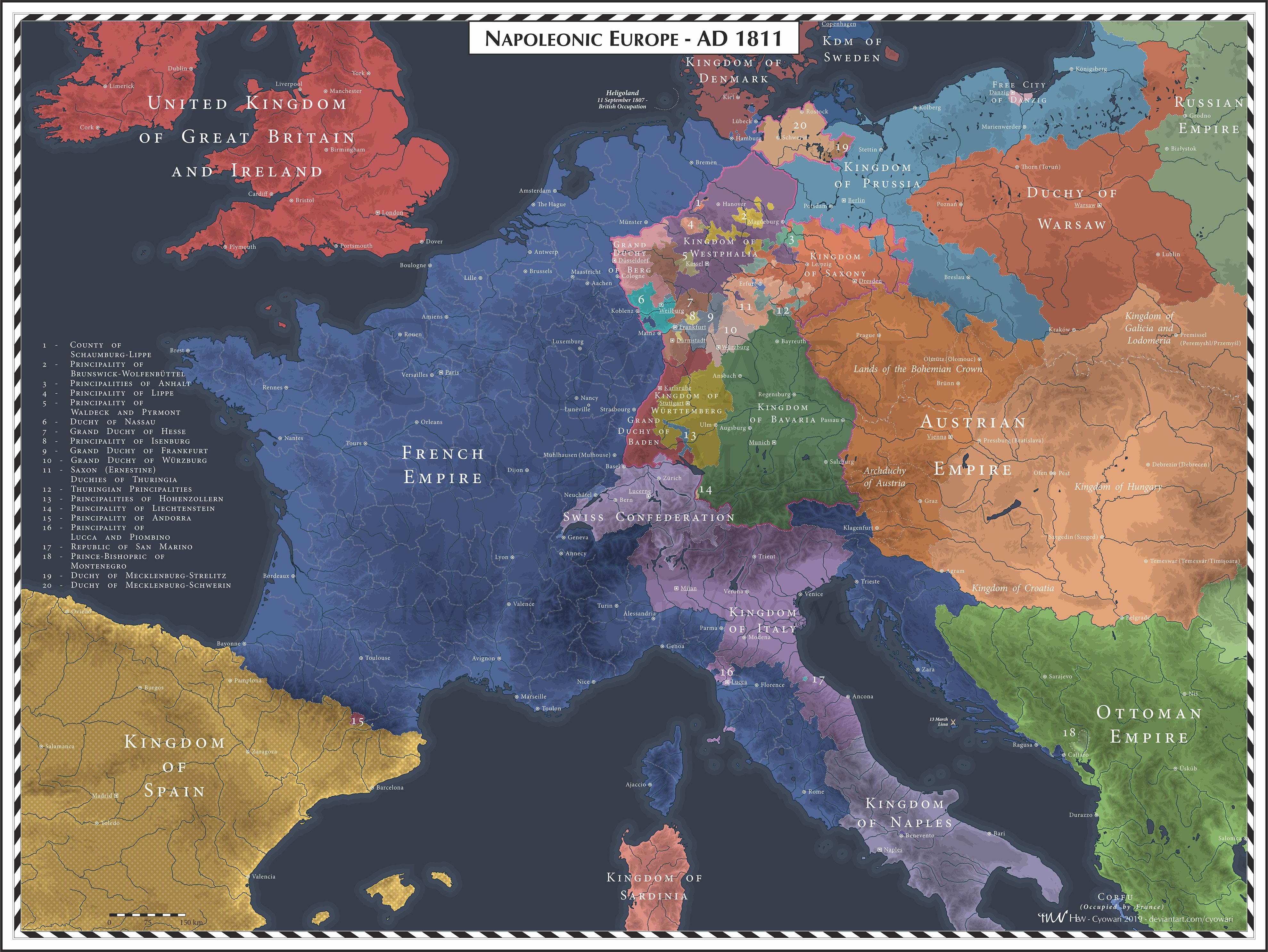 Carte Europe 1811 Napoleonic Europe 1811