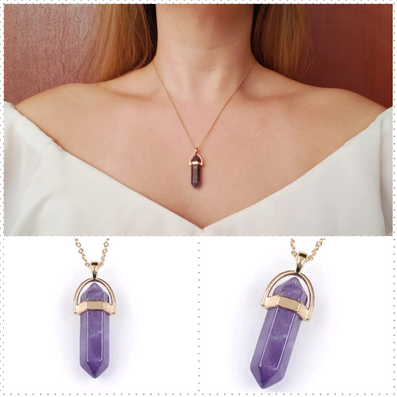 Collar Cuarzo Morado Sencillo 1597 Ref Sublime Tentación