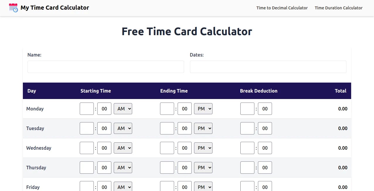 My Time Card Calculator Effortless Hours Tracking for Busy Schedules