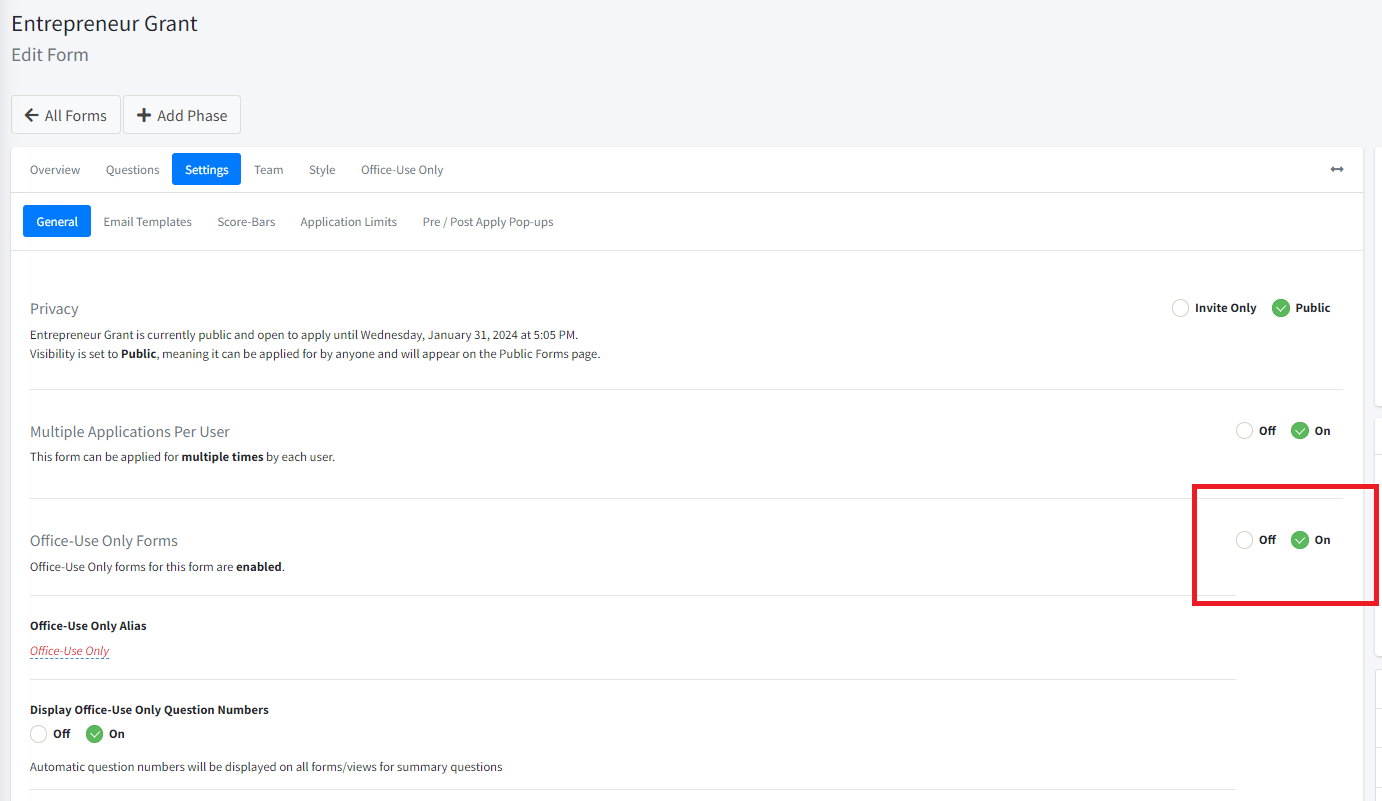 Officeuse only forms.