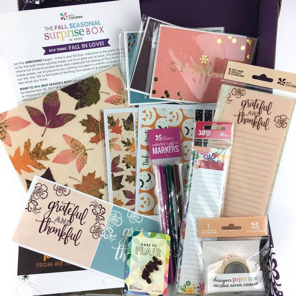 Erin Condren Seasonal Surprise Box Review Fall 2017 Subscription