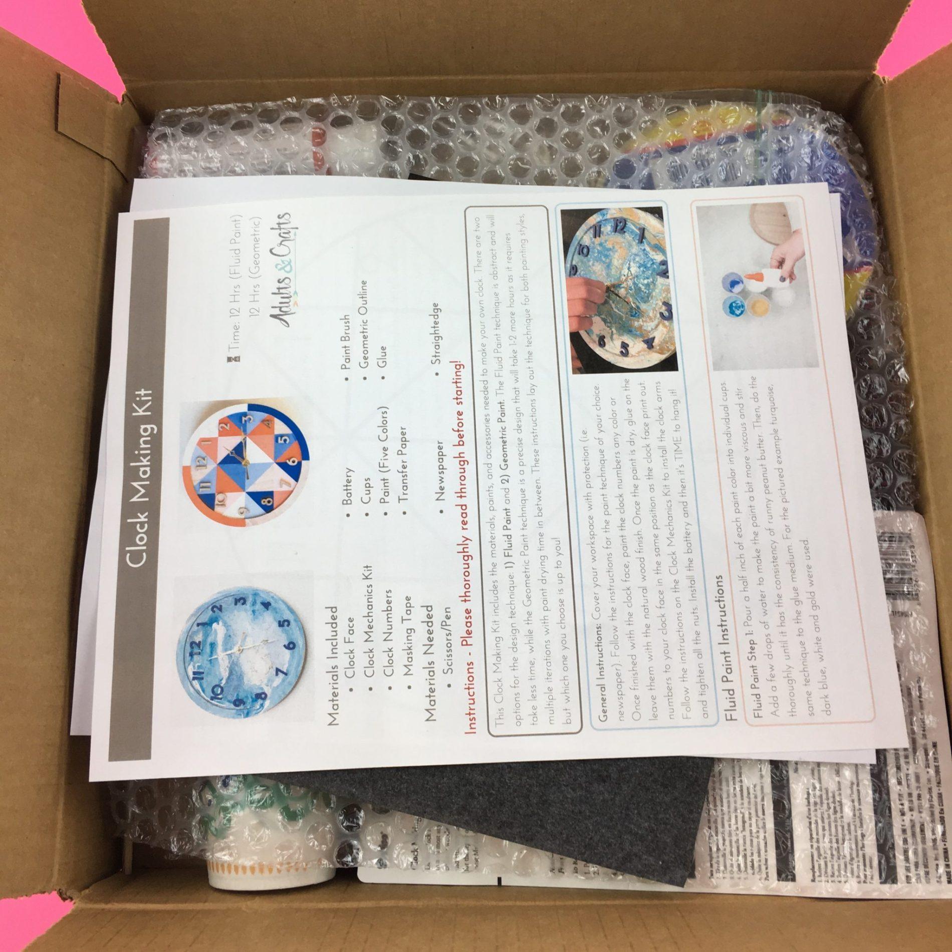 Adults & Crafts Review Clock Making Kit January 2018 Subscription