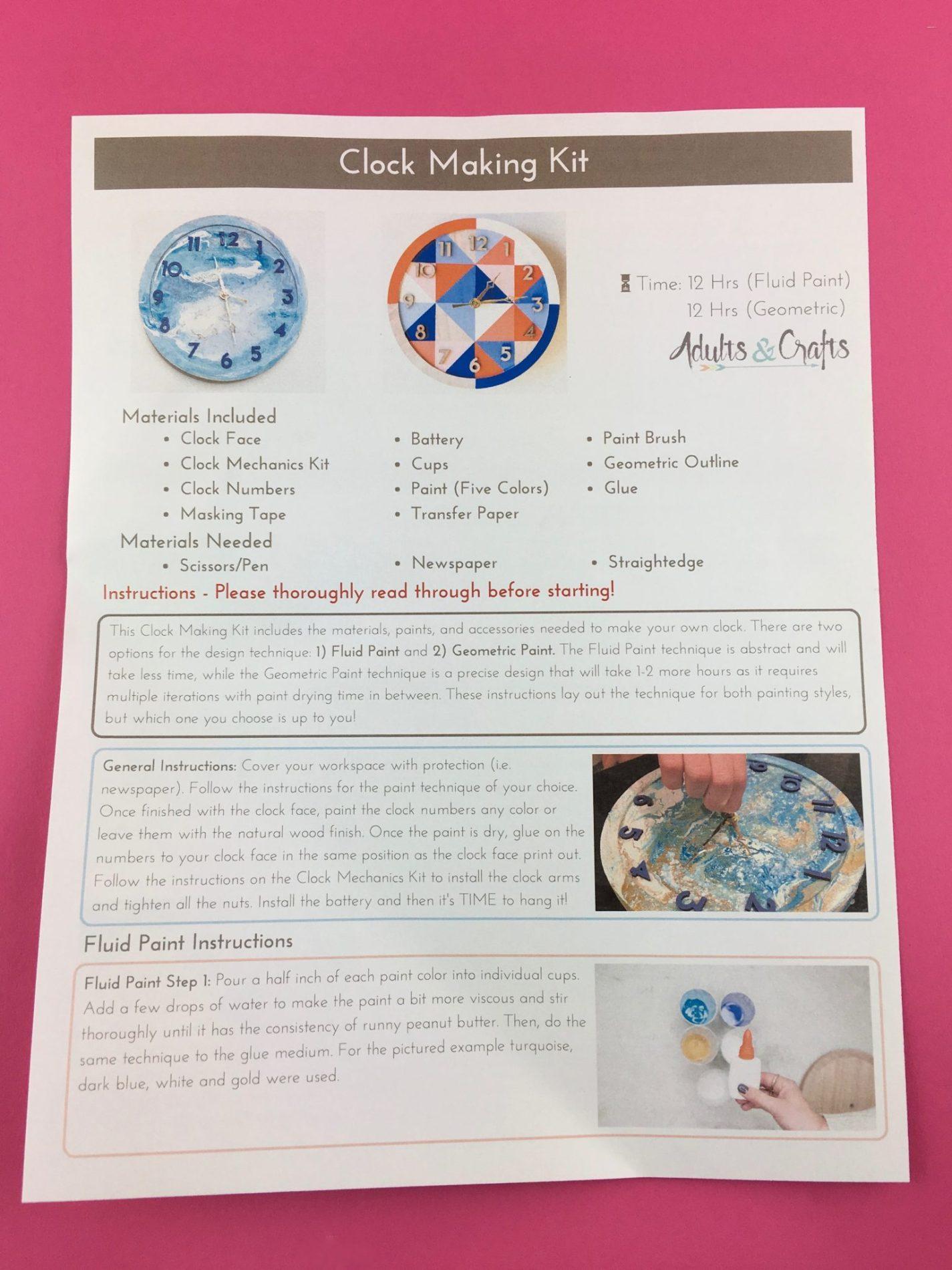 Adults & Crafts Review Clock Making Kit January 2018 Subscription
