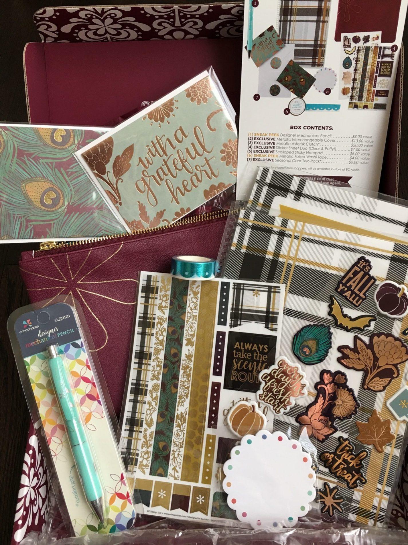 Erin Condren Seasonal Surprise Box Review Fall 2018 Subscription
