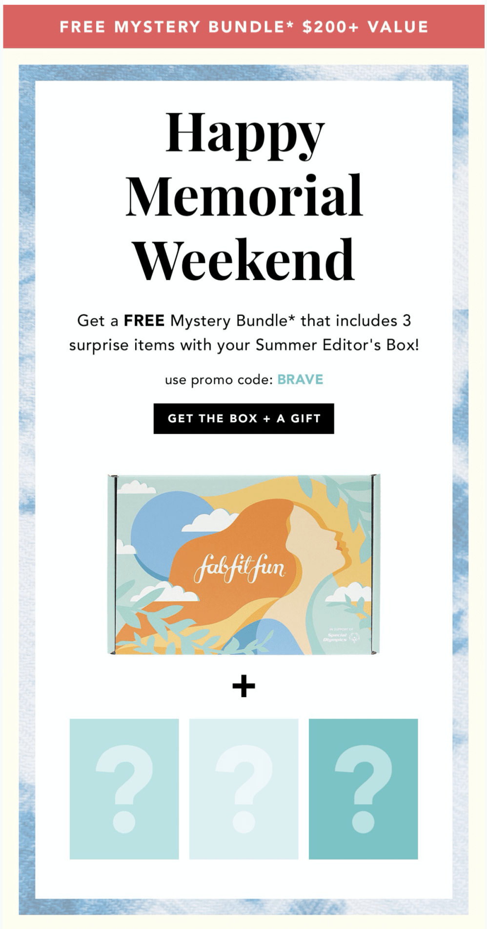 FabFitFun Memorial Day Coupon Code Free 200 Mystery Bundle with
