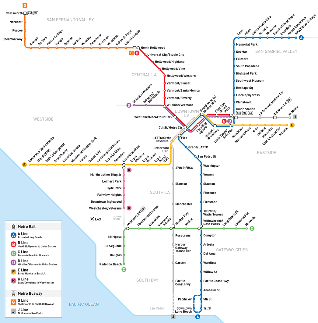 Los Angeles Metro Map Metro Line Map